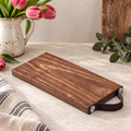 Serendipio Small Tea Time Wooden Tray with Leather Strap