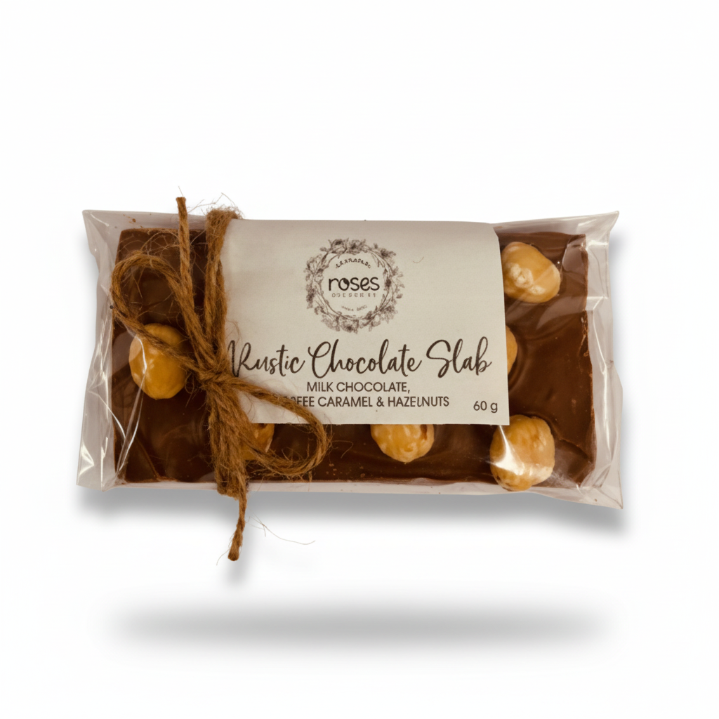 Roses Artisanal Milk Chocolate, Coffee Caramel & Hazelnut Rustic Mini Slab